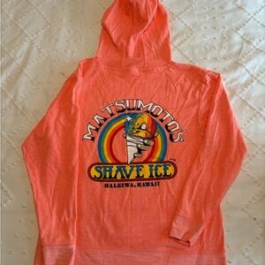Coral Hooded Sweatshirt with Graphic Print Matsumotos Hawaii shave ice NWT